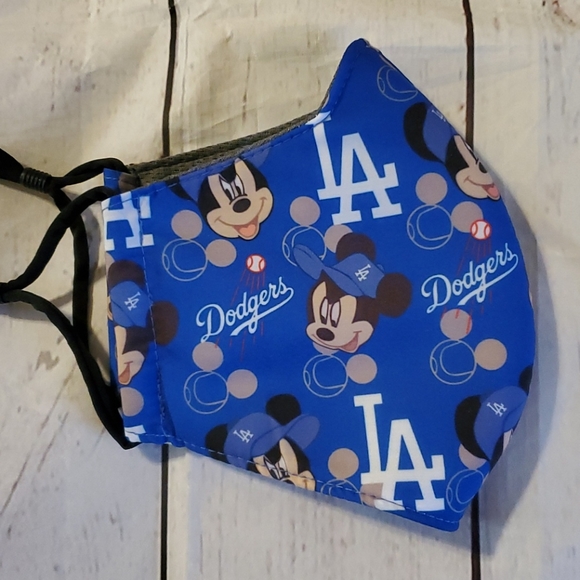 One New Dodgers Mickey Print Adult Size Face Mask. - Picture 2 of 4